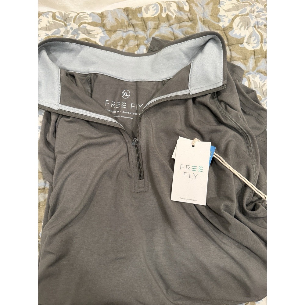 NEW Men's Free Fly Bamboo Flex XL 1/4 Quarter Zip Fatigue Gray Fishing Hiking